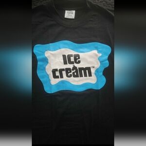 Ice Cream Logo Graphic Tee - Black with Blue & White Print